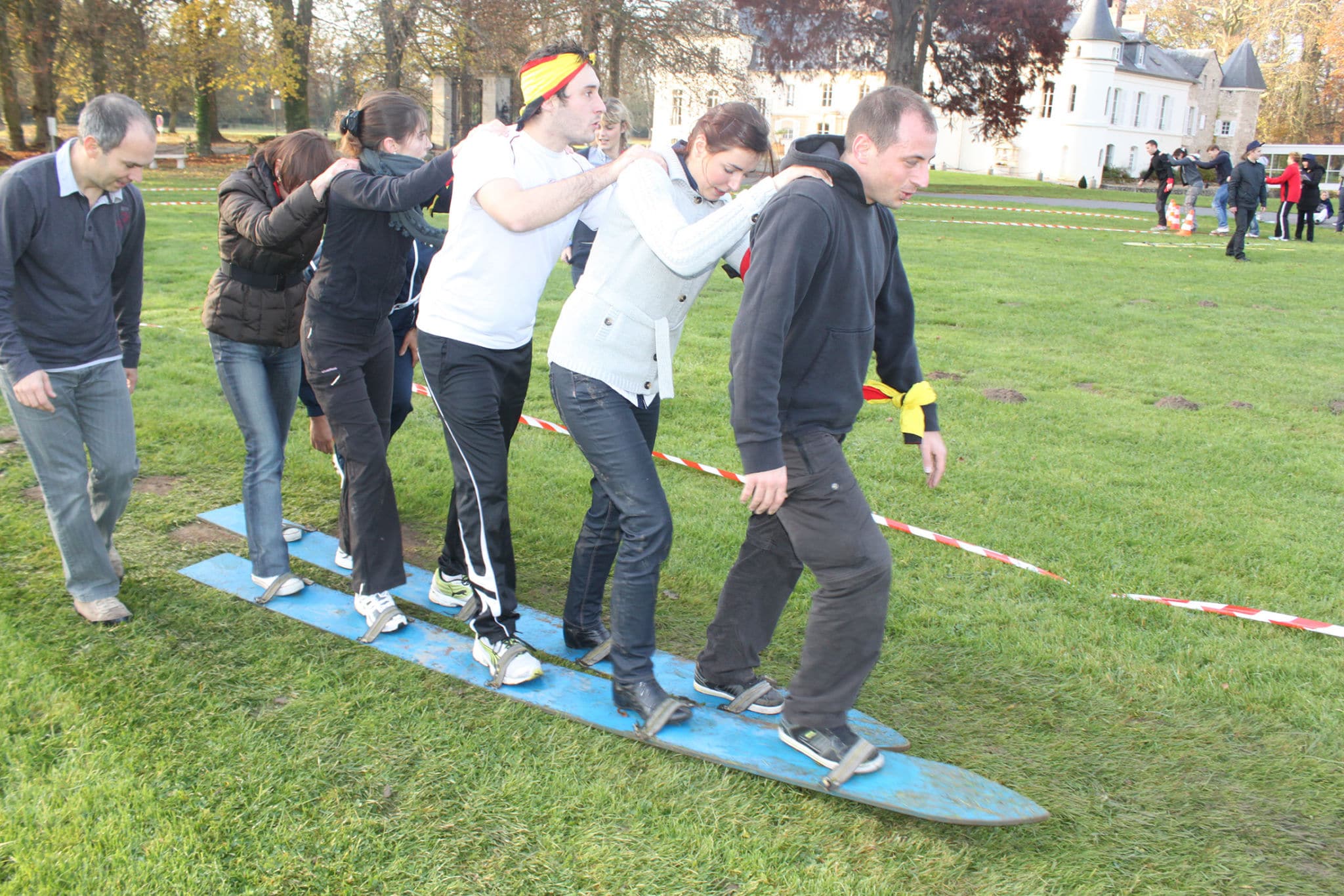 Les participants lors de l'épreuve des skis géants
