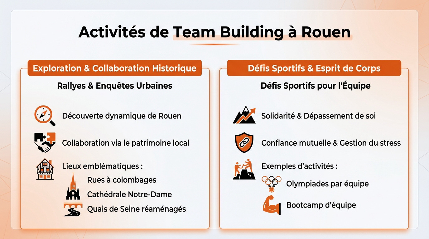 Groupe de collègues participant à une activité de team building en extérieur à Rouen