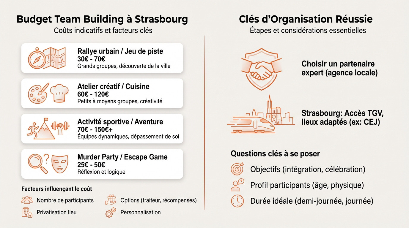 Budget prévisionnel et organisation logistique d'un team building à Strasbourg