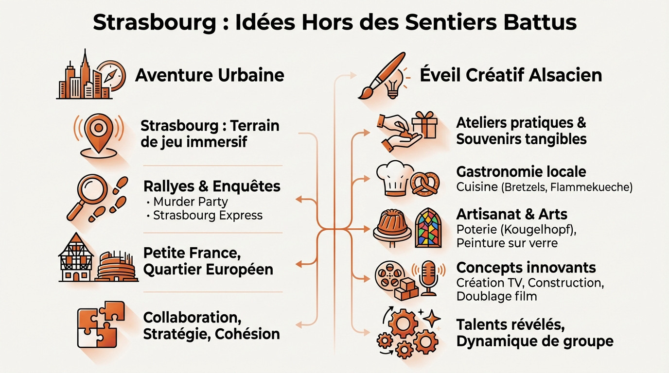 Equipe participant à un team building original dans les rues de Strasbourg