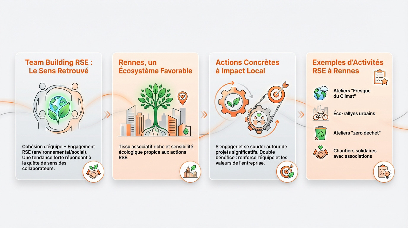Participants engagés dans un atelier de team building RSE à Rennes pour un impact local positif