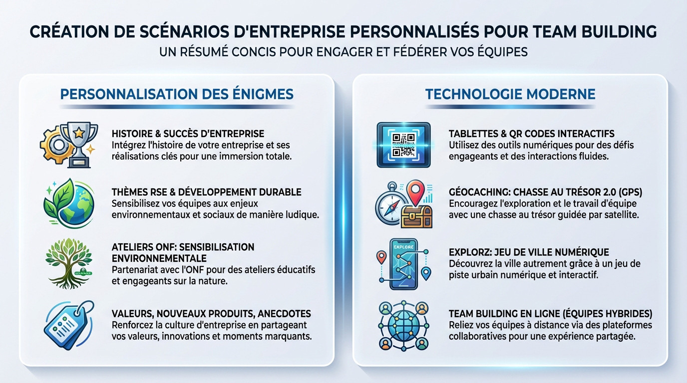 Création de scénarios d'entreprise personnalisés pour team building avec collaborateurs