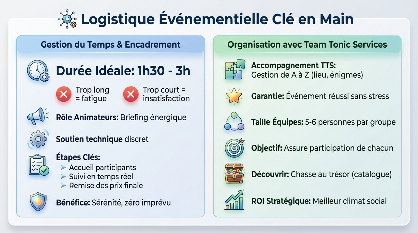 Organisation logistique et matériel pour une chasse au trésor d'entreprise clé en main