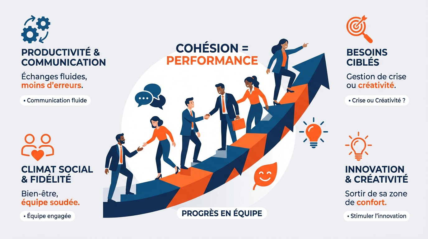 Infographie sur la cohésion d'équipe et la performance