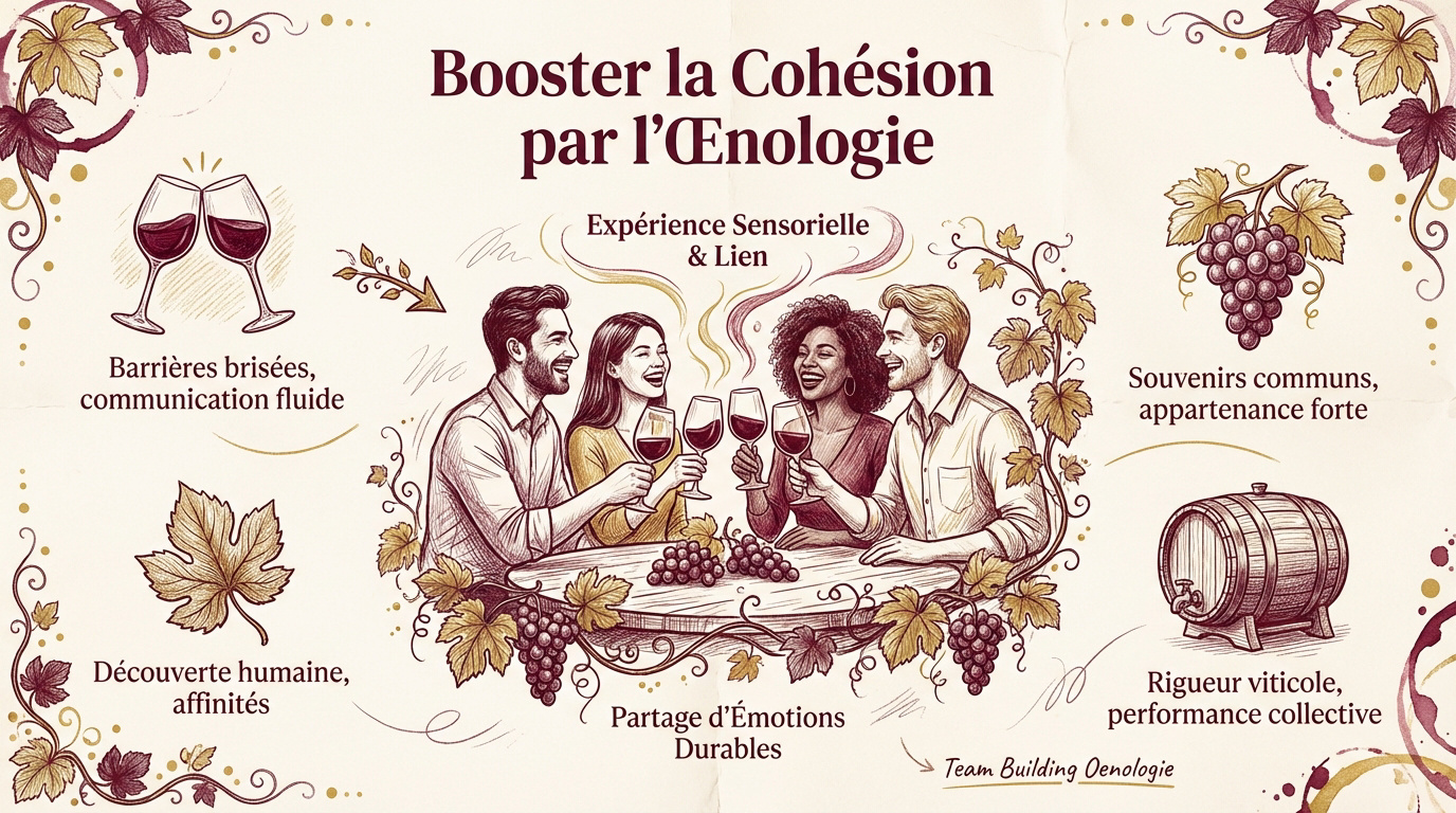Infographie cohésion équipe œnologie