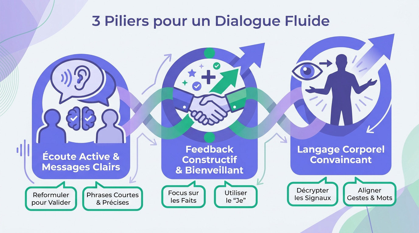 Équipe en réunion travaillant sur leur communication interne