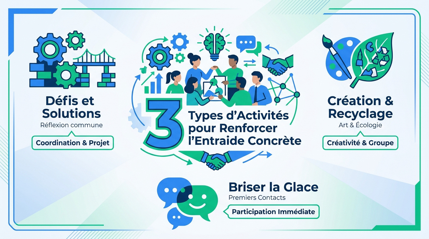 Équipe de collaborateurs participant à un défi de construction collaboratif