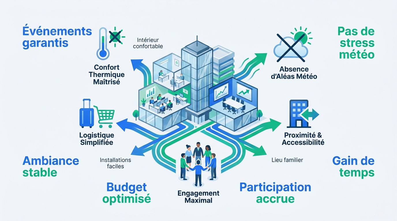 Collaborateurs en entreprise profitant d'un espace optimisé pour le team building