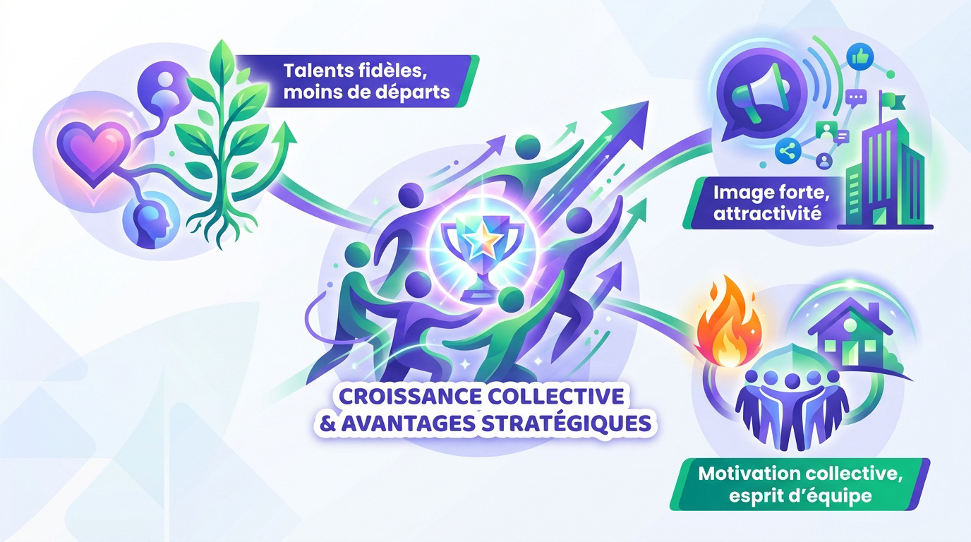Équipe soudée célébrant la réussite d'un projet en entreprise