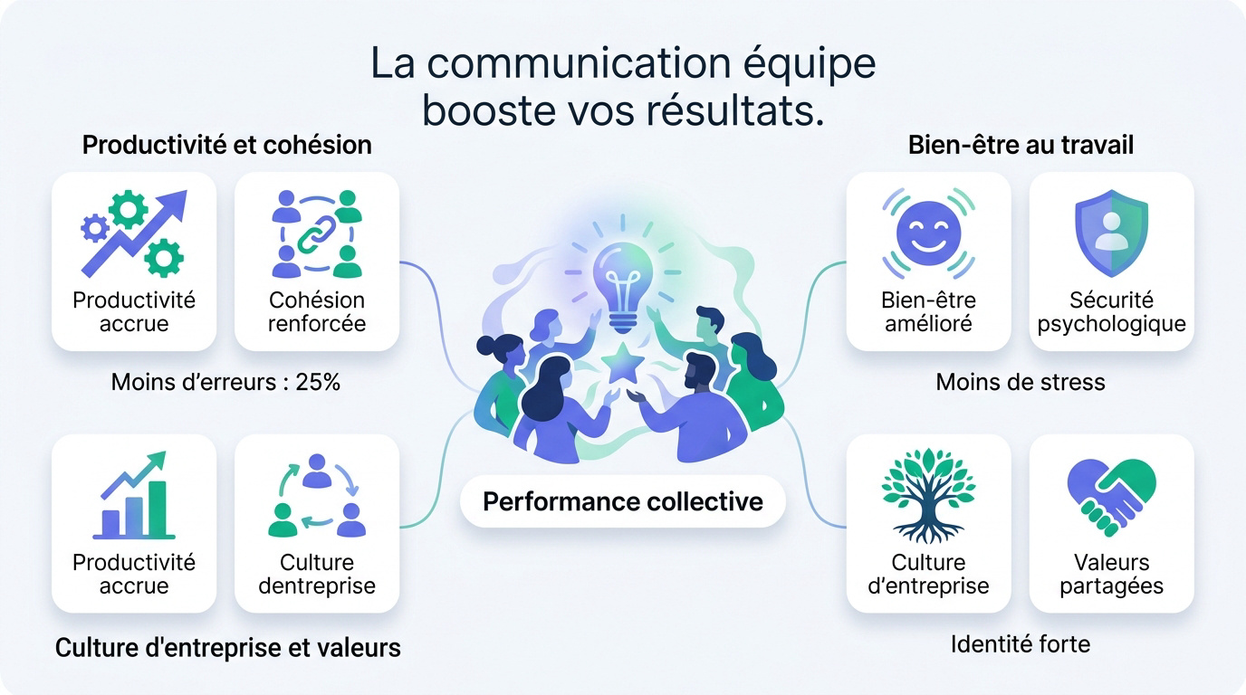 Équipe en réunion collaborative pour optimiser la communication interne