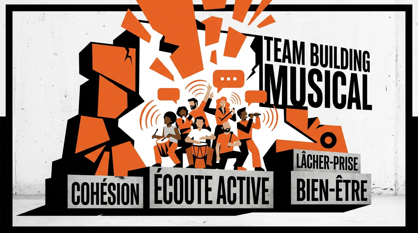 Collaborateurs en pleine séance de team building musical