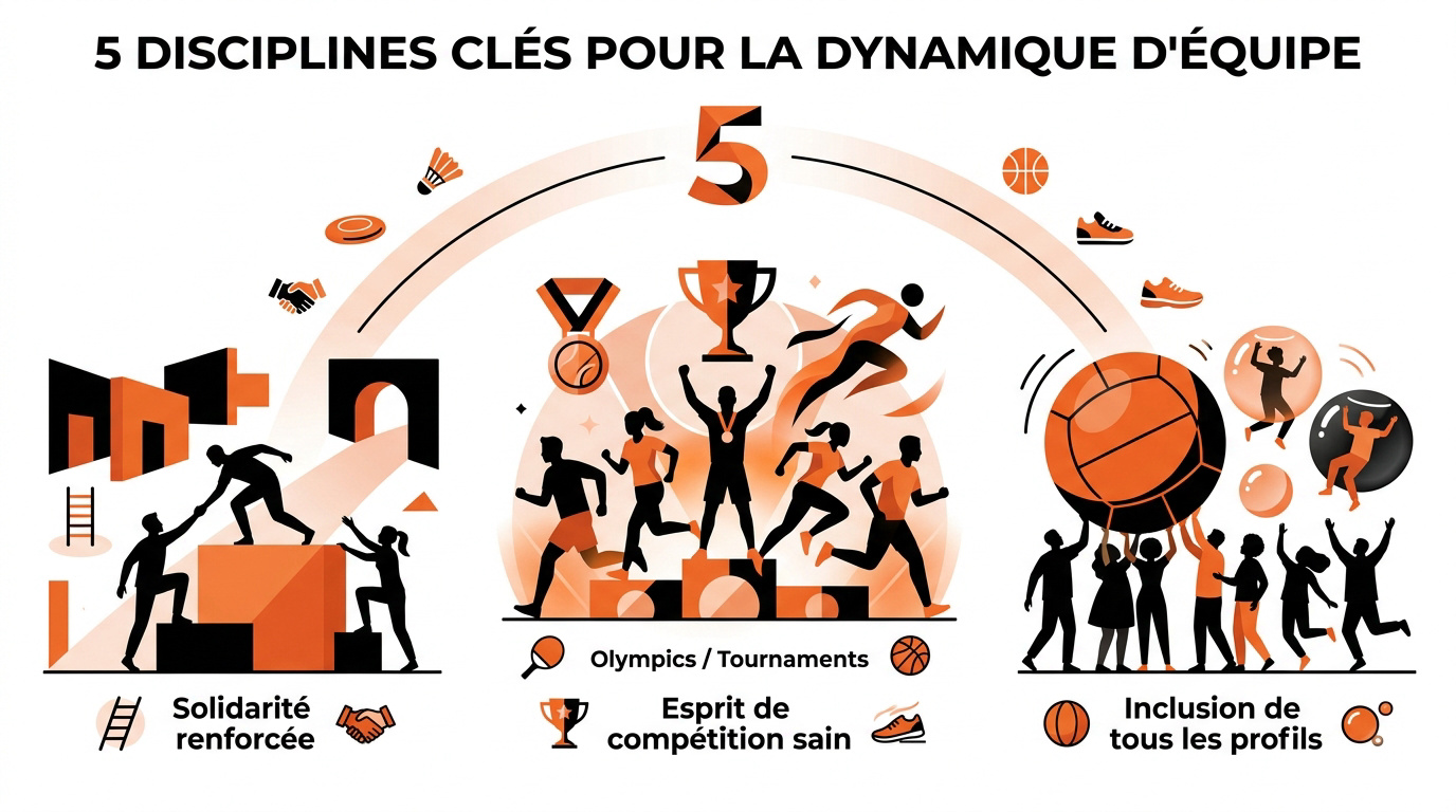 Collaborateurs participant à une activité sportive de team building en extérieur