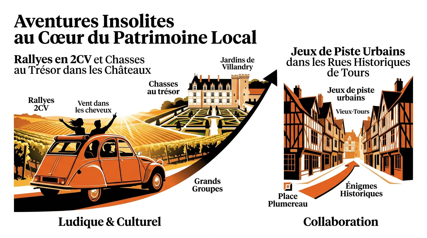 Equipe en rallye 2CV dans les vignobles de Touraine