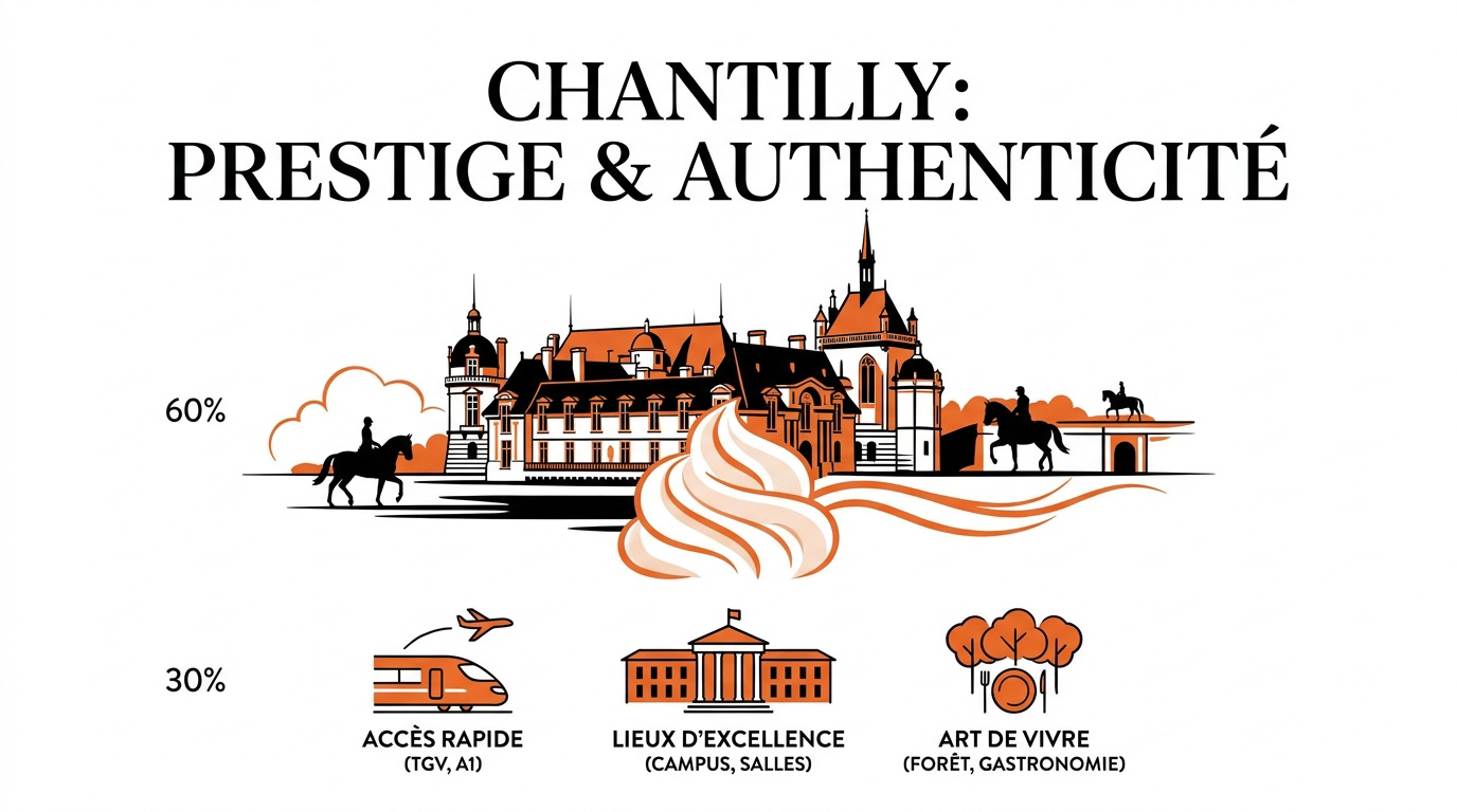 Vue aérienne du château de Chantilly et ses jardins pour un team building prestigieux