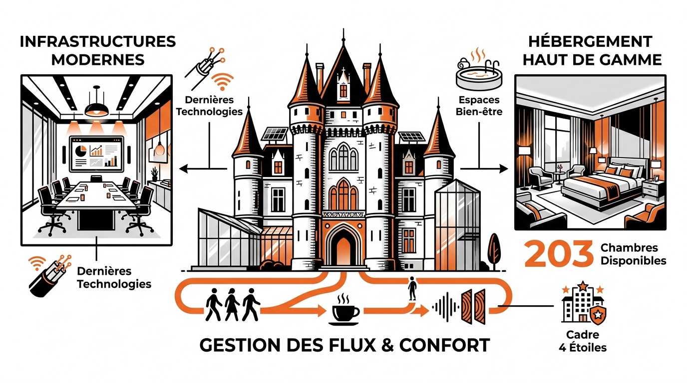 Château historique et infrastructures modernes pour séminaire à Chantilly