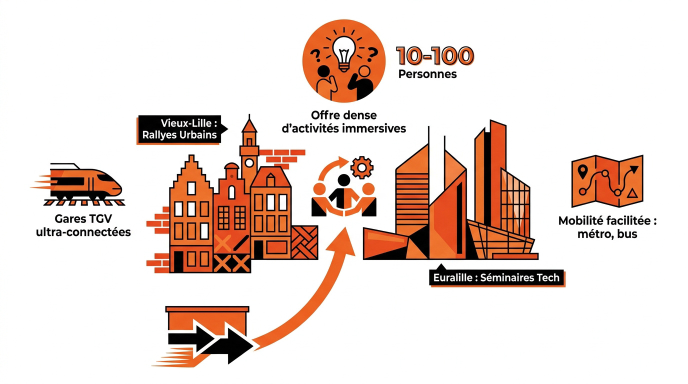 Infographie sur la mobilité et les activités de groupe à Lille
