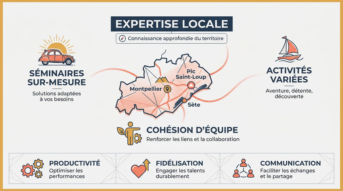 Équipe en activité de cohésion sur le littoral de l'Hérault