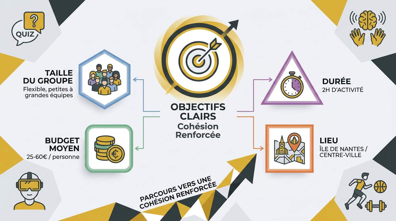 Collaborateurs nantais discutant des objectifs d'une activité de cohésion d'équipe