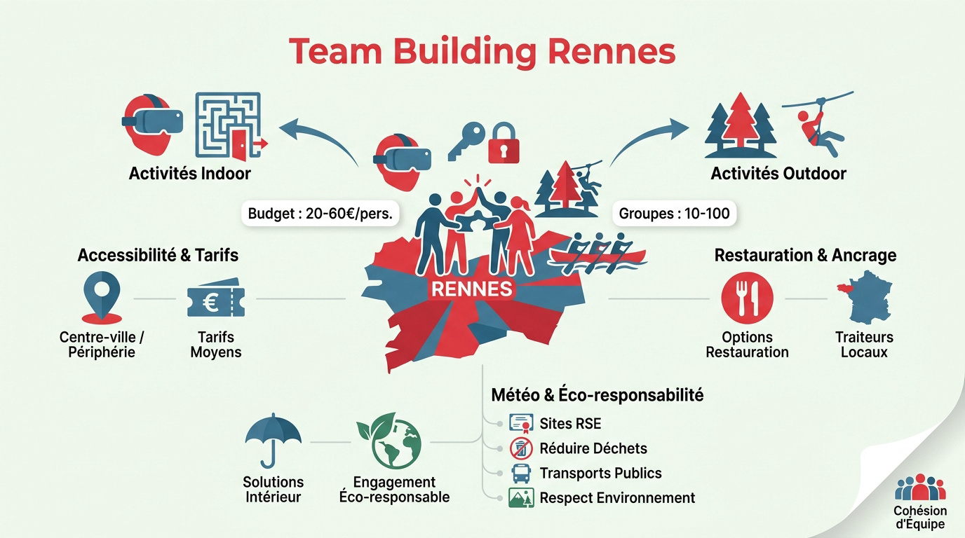 Infographie des tarifs et activités de team building à Rennes