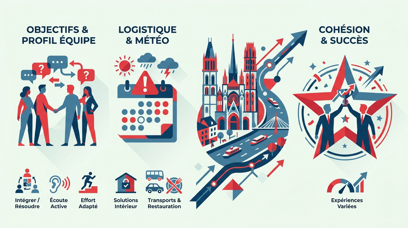 Infographie des activités de team building disponibles à Rouen