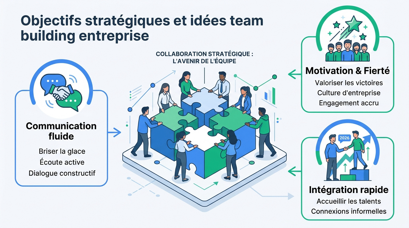 Collaborateurs en pleine activité de cohésion d'équipe en entreprise