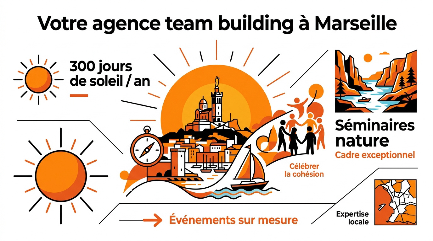 Equipe en team building profitant du soleil et de la mer à Marseille
